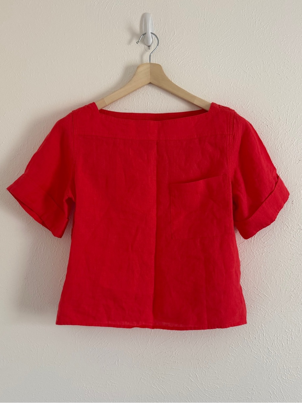 J. CREW Boatneck tee in linen red California Poppy NWT